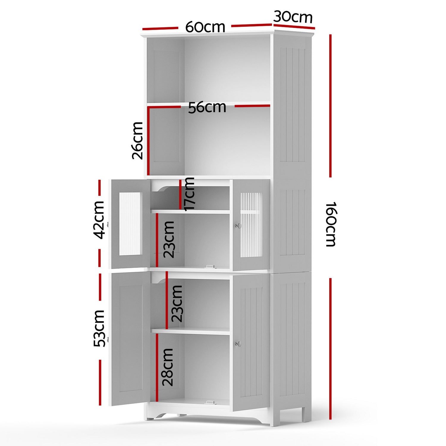 Artiss 2x Buffet Sideboard Cabinet Pantry Kitchen Bathroom Storage Cupboard-Furniture > Dining > Buffets &amp; Sideboards-PEROZ Accessories