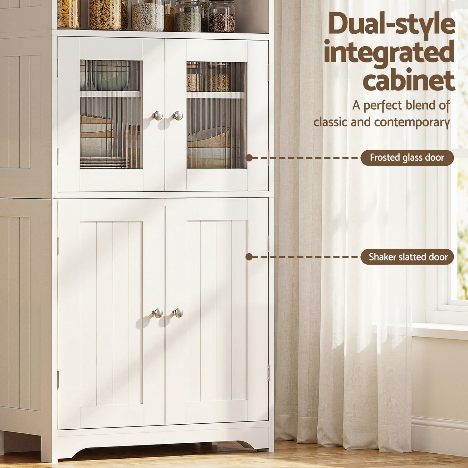 Artiss 2x Buffet Sideboard Cabinet Pantry Kitchen Bathroom Storage Cupboard-Furniture > Dining > Buffets &amp; Sideboards-PEROZ Accessories