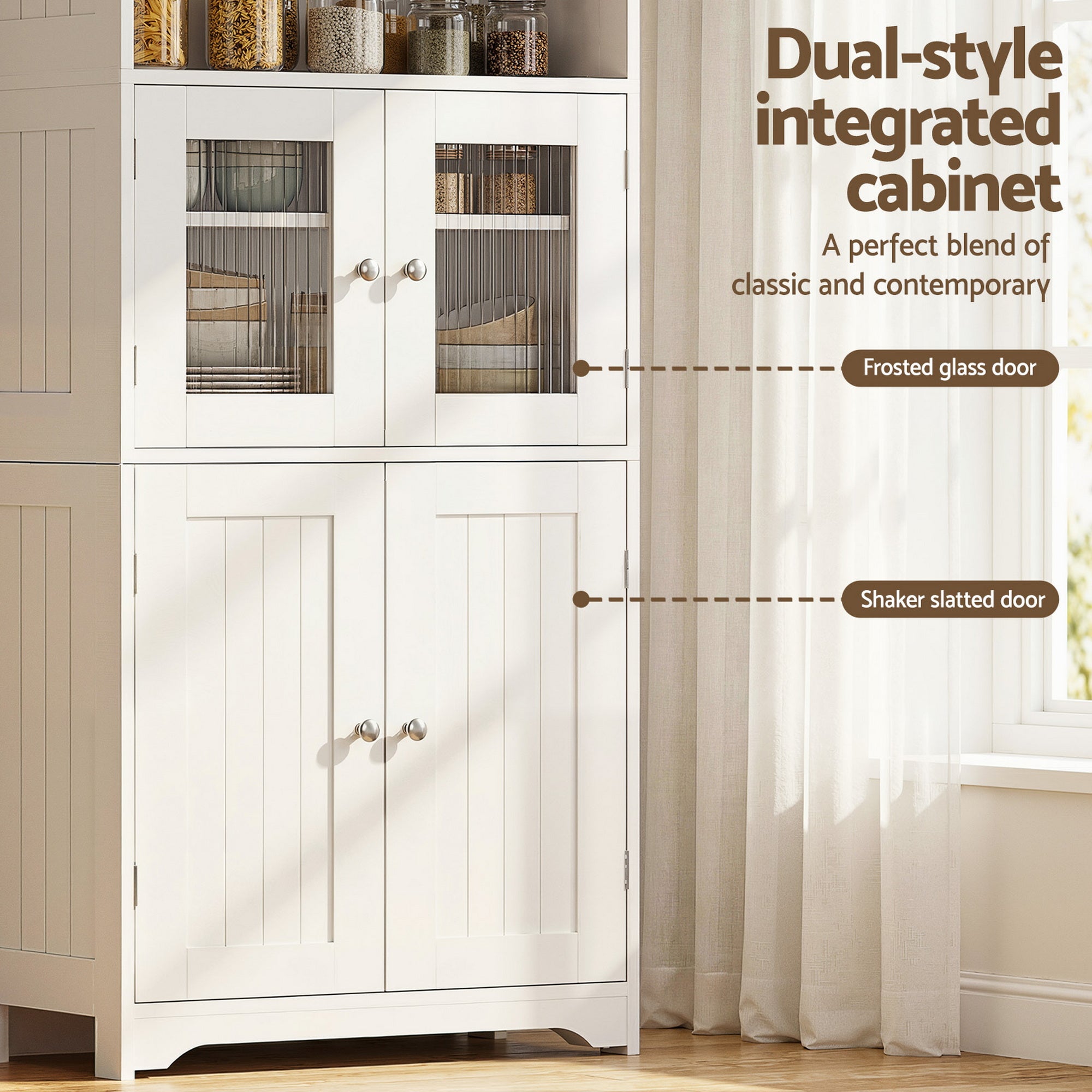 Artiss 2x Buffet Sideboard Cabinet Pantry Kitchen Bathroom Storage Cupboard-Furniture > Dining > Buffets &amp; Sideboards-PEROZ Accessories