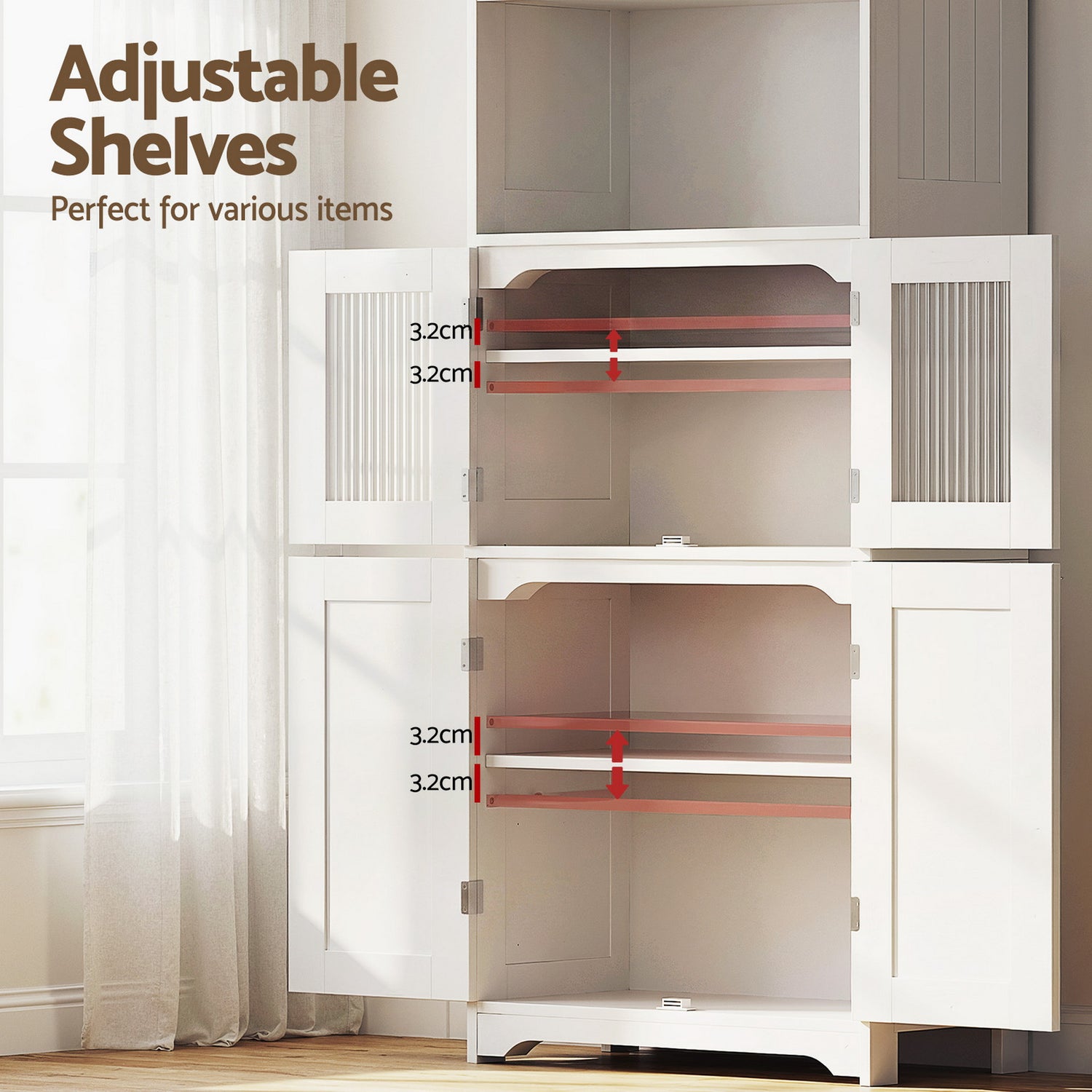 Artiss 2x Buffet Sideboard Cabinet Pantry Kitchen Bathroom Storage Cupboard-Furniture > Dining > Buffets &amp; Sideboards-PEROZ Accessories