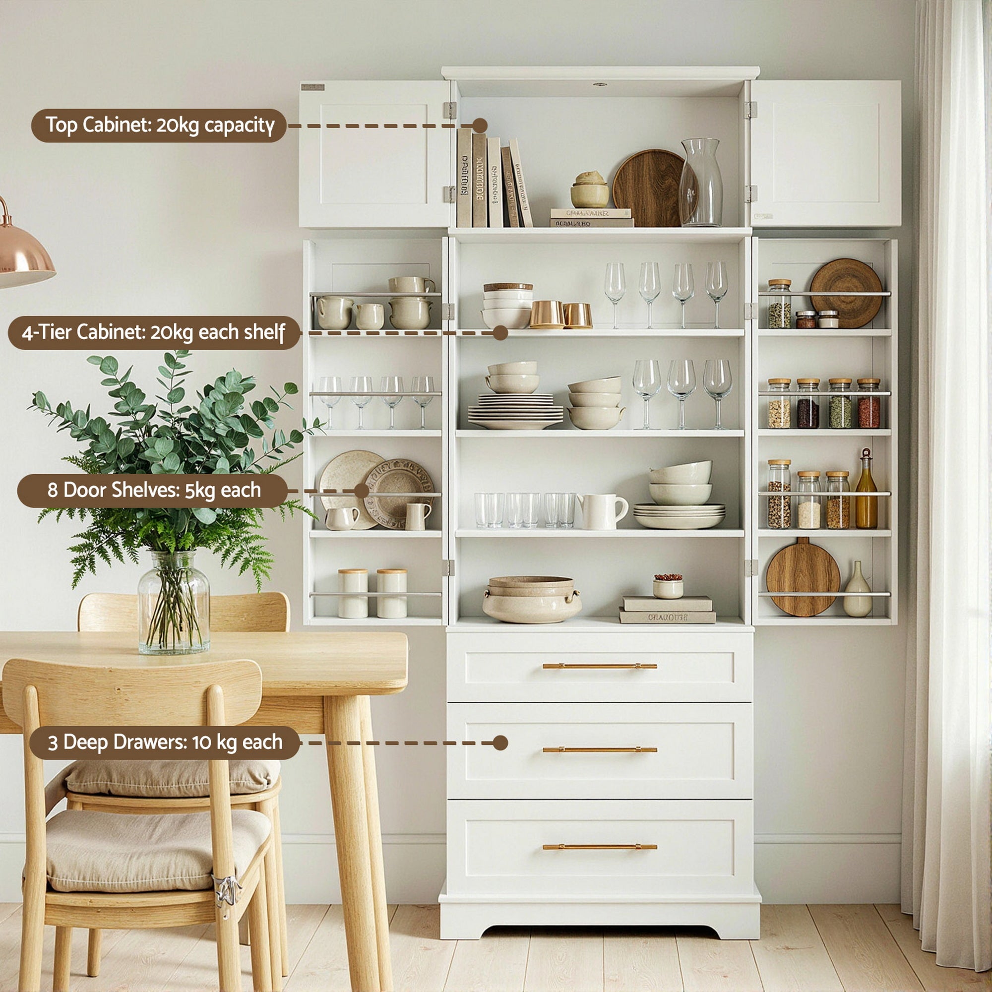 Artiss Buffet Sideboard Cabinet Pantry Kitchen Storage Cupboard Drawers Doors-Furniture > Dining > Buffets &amp; Sideboards-PEROZ Accessories