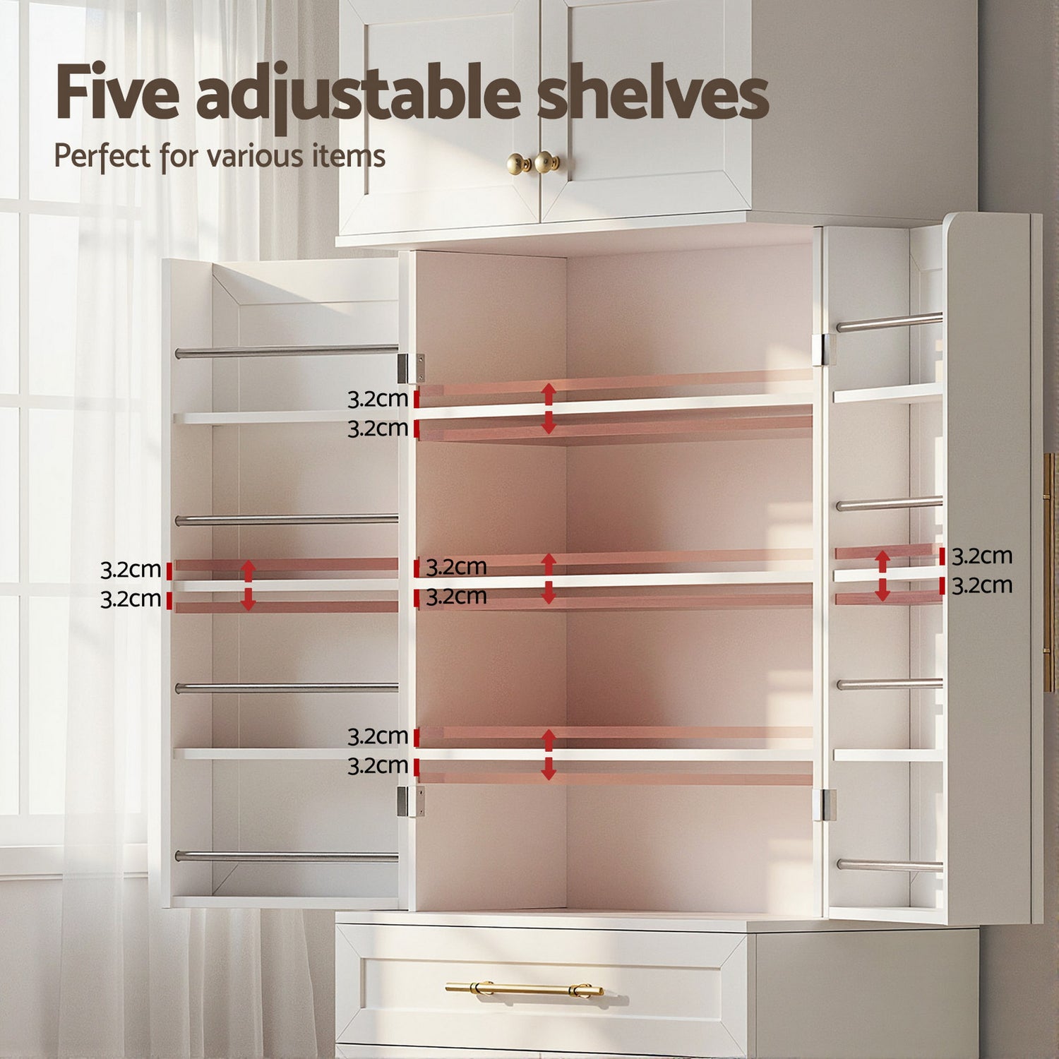 Artiss Buffet Sideboard Cabinet Pantry Kitchen Storage Cupboard Drawers Doors-Furniture > Dining > Buffets &amp; Sideboards-PEROZ Accessories