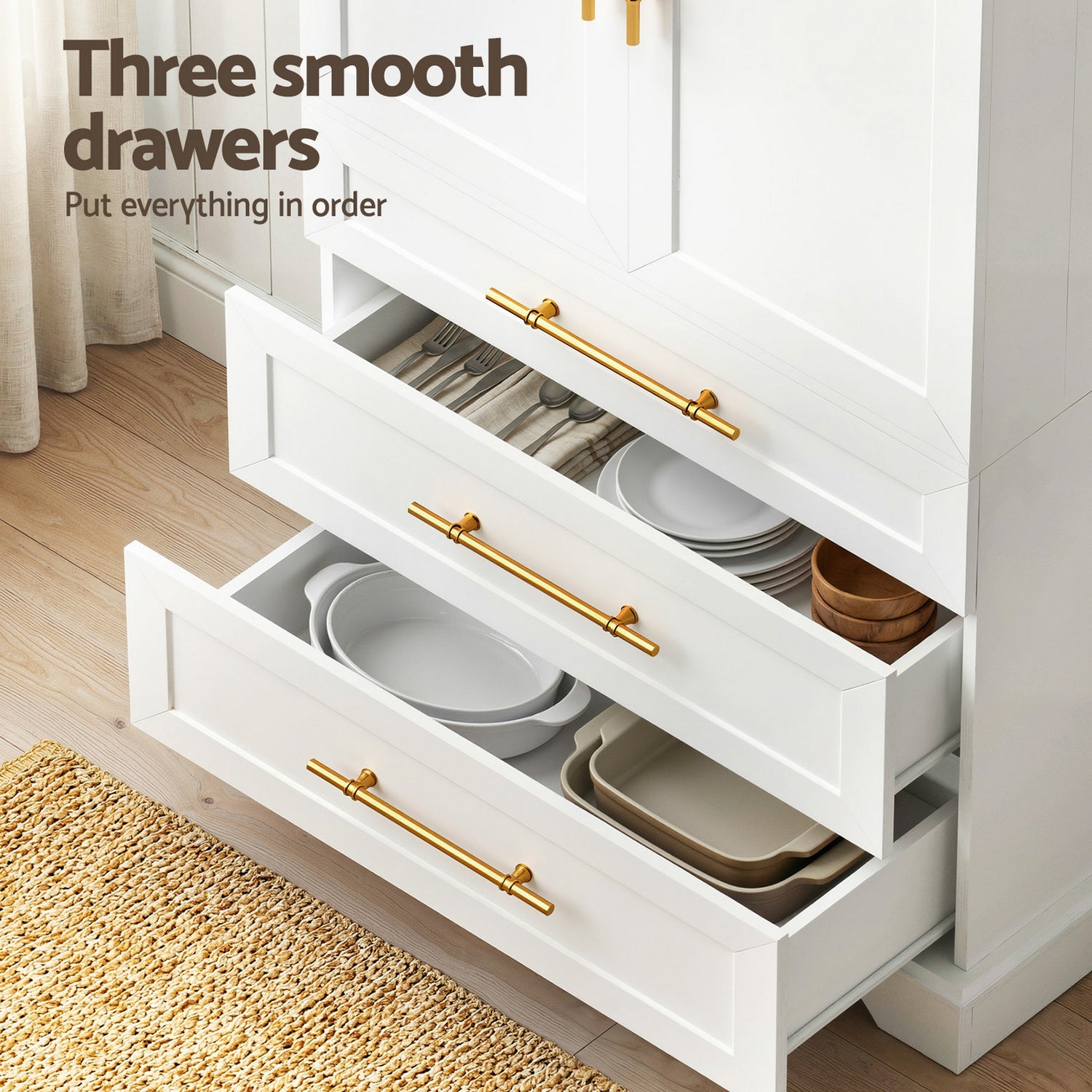 Artiss Buffet Sideboard Cabinet Pantry Kitchen Storage Cupboard Drawers Doors-Furniture > Dining > Buffets &amp; Sideboards-PEROZ Accessories