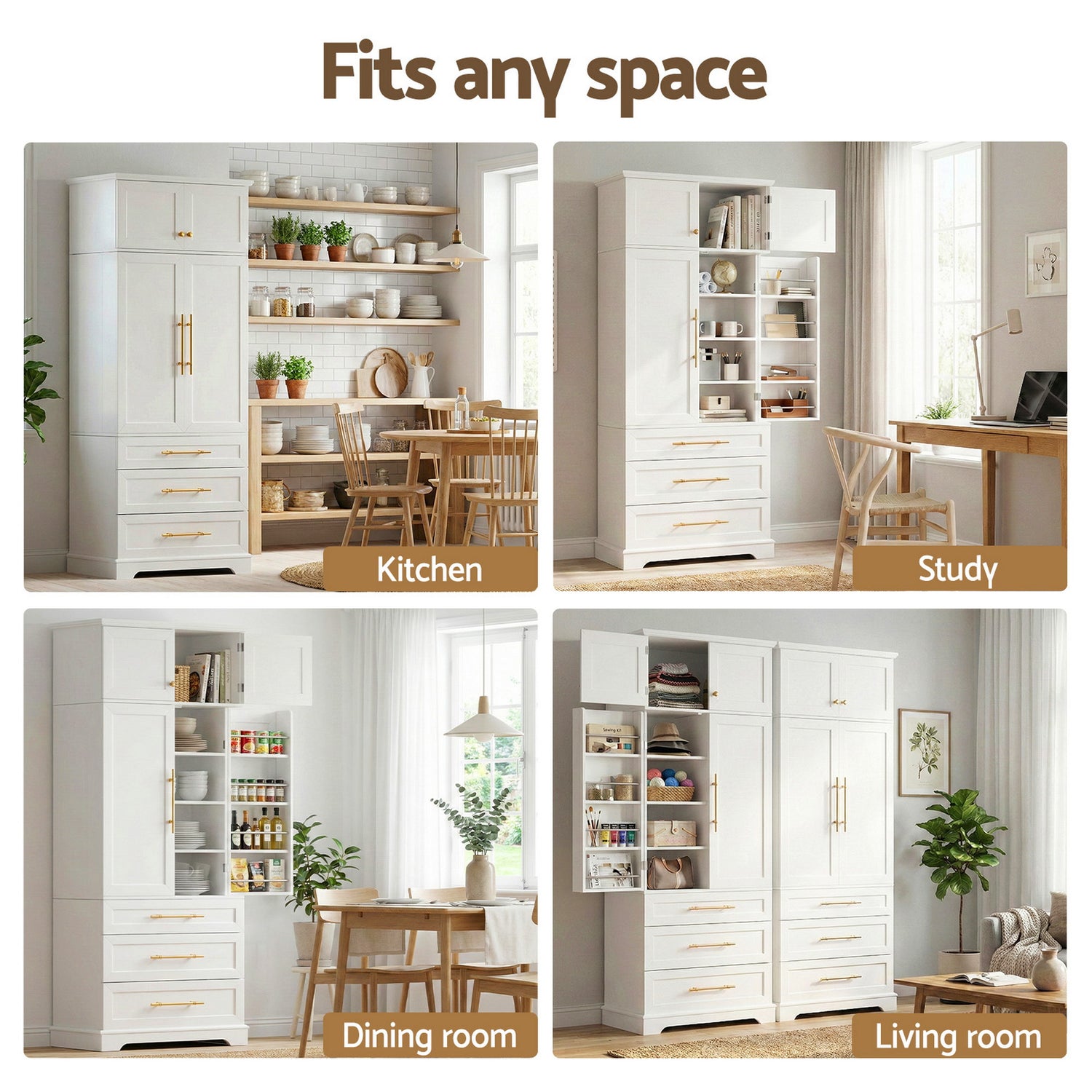 Artiss Buffet Sideboard Cabinet Pantry Kitchen Storage Cupboard Drawers Doors-Furniture > Dining > Buffets &amp; Sideboards-PEROZ Accessories