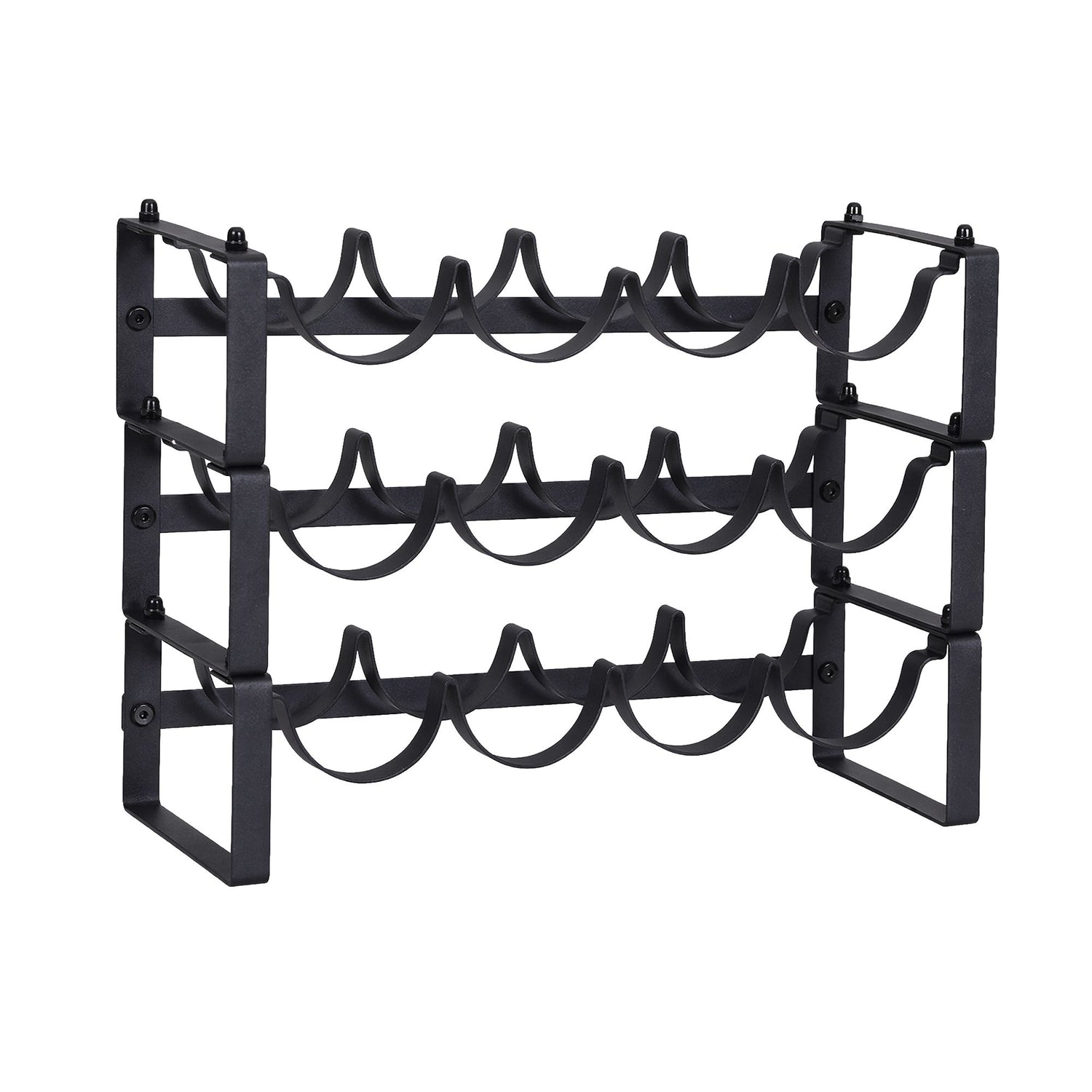 Artiss 3-Tier Wine Rack Metal Freestanding 12 Bottles Modular Countertop Wine Display Shelf Black
