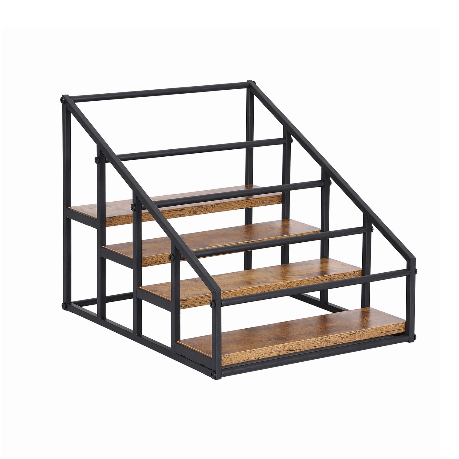 Artiss 4-Tier Wine Rack Tabletop Countertop Wine Bottle Holder 16 Bottles Freestanding Black &amp; Wood