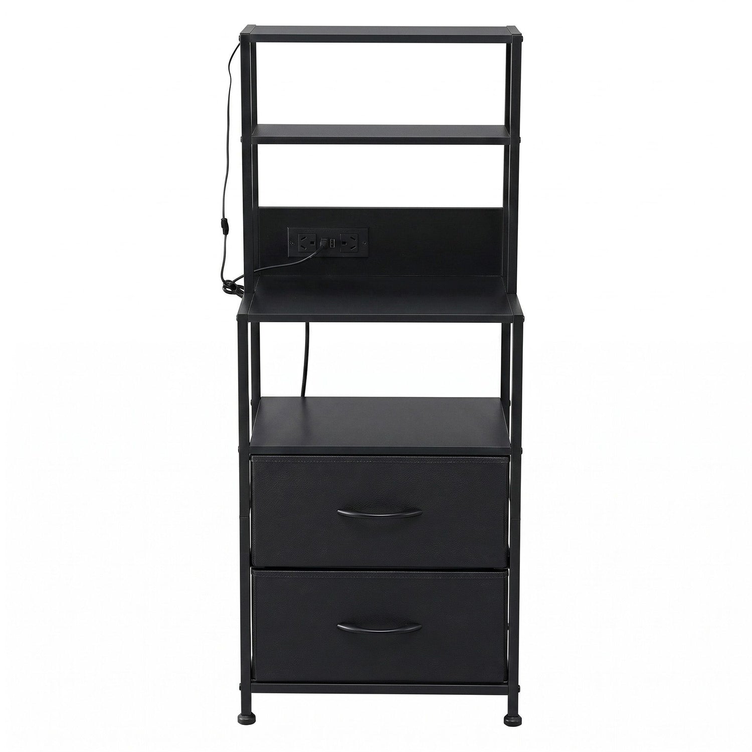 Artiss Bedside Table Tall Nightstand with Charging Station Drawers LED Black-Furniture > Bedroom > Bedside Tables-PEROZ Accessories