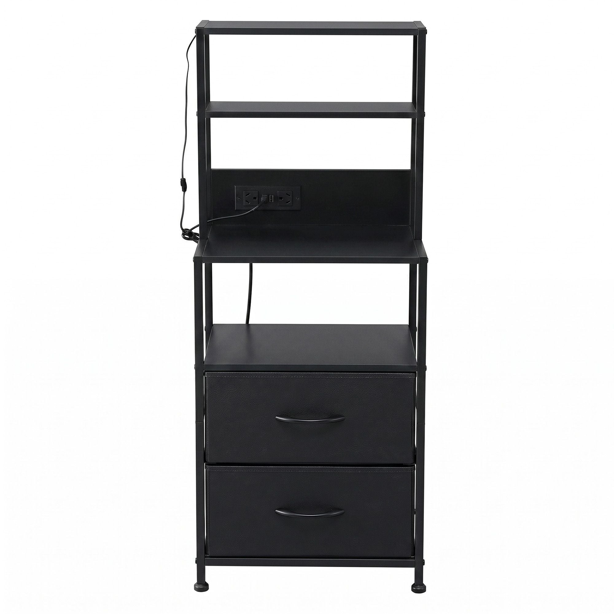 Artiss Bedside Table Tall Nightstand with Charging Station Drawers LED Black-Furniture > Bedroom > Bedside Tables-PEROZ Accessories