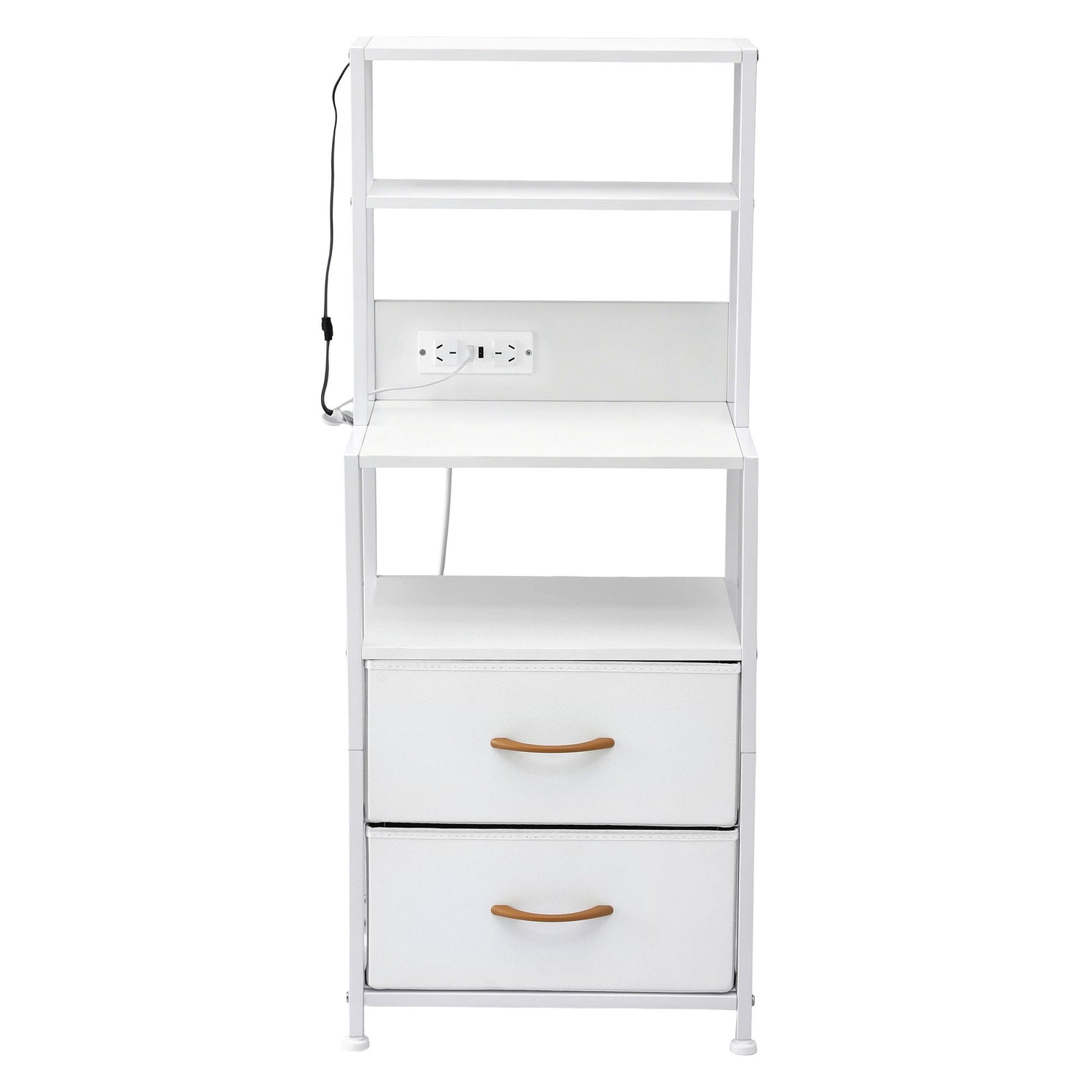 Artiss Bedside Table Tall Nightstand with Charging Station Drawers LED White-Furniture > Bedroom > Bedside Tables-PEROZ Accessories