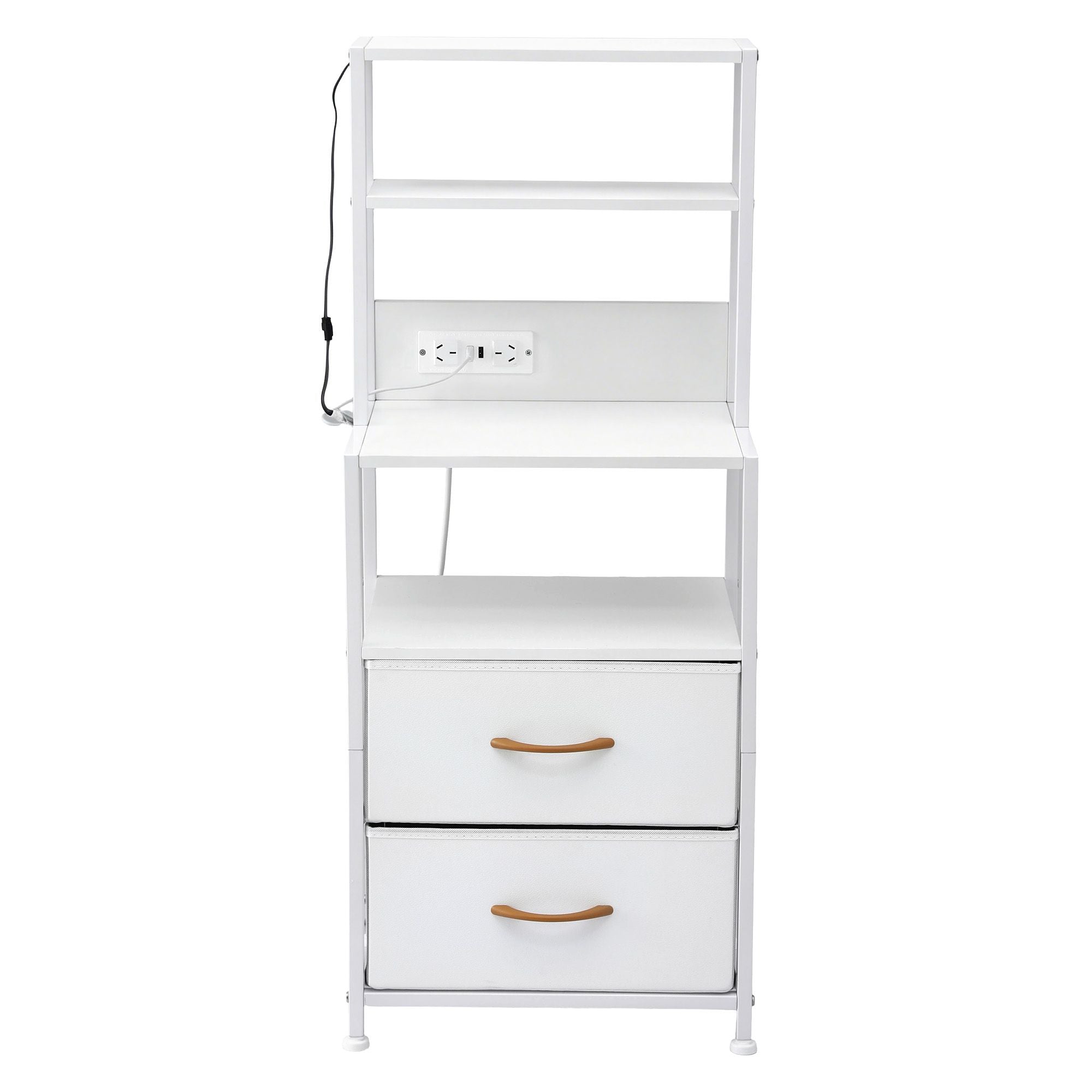 Artiss Bedside Table Tall Nightstand with Charging Station Drawers LED White-Furniture > Bedroom > Bedside Tables-PEROZ Accessories
