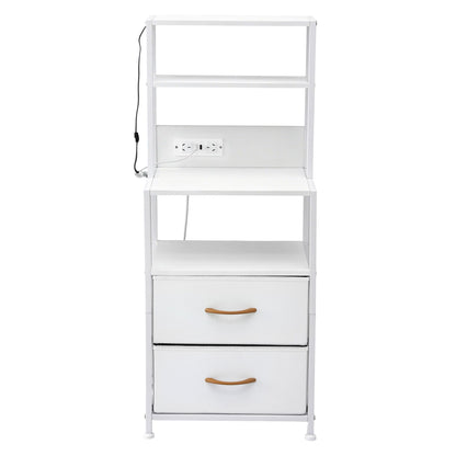 Artiss Bedside Table Tall Nightstand with Charging Station Drawers LED White-Furniture > Bedroom > Bedside Tables-PEROZ Accessories