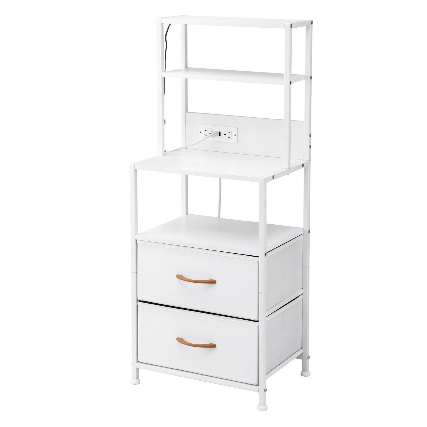 Artiss Bedside Table Tall Nightstand with Charging Station Drawers LED White-Furniture > Bedroom > Bedside Tables-PEROZ Accessories