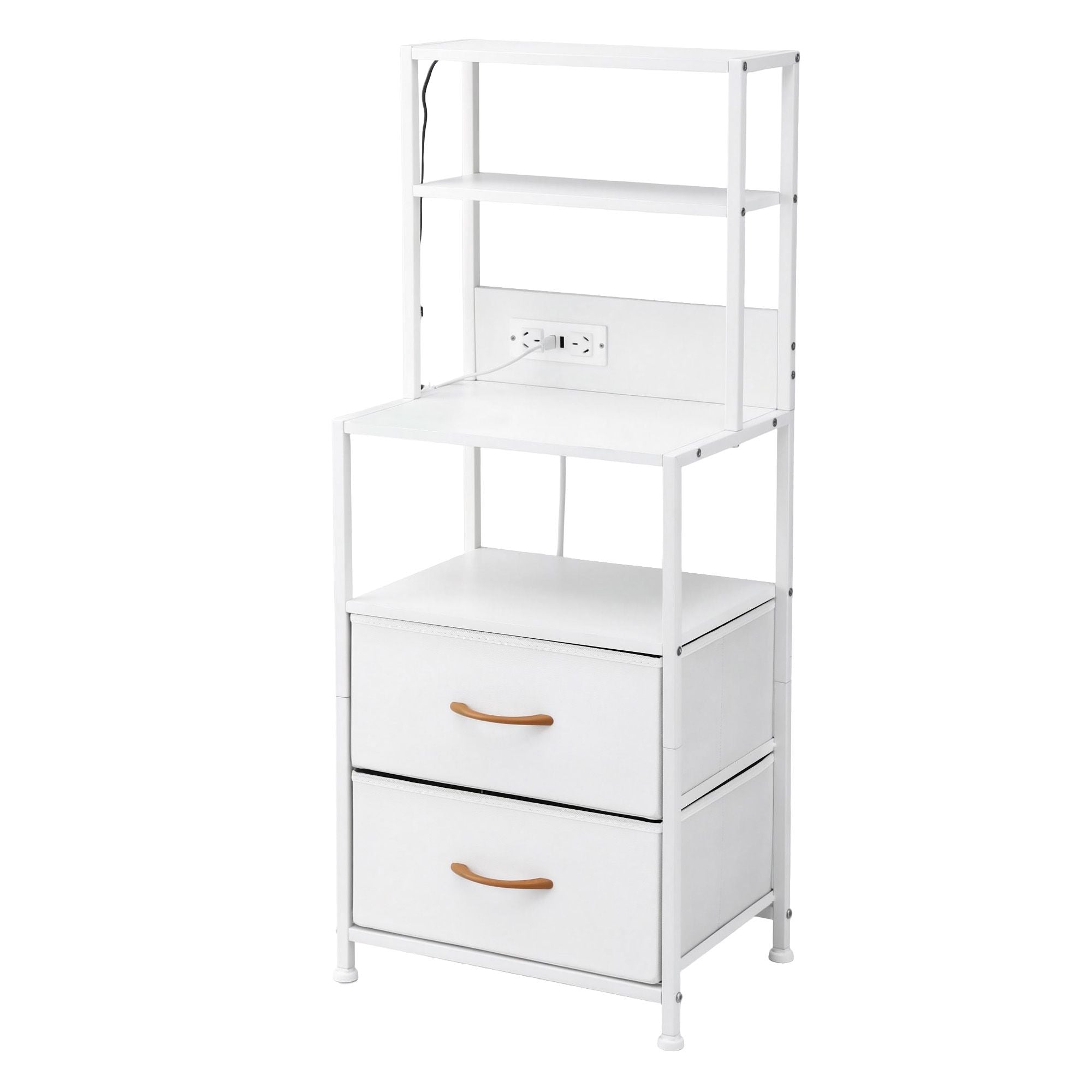 Artiss Bedside Table Tall Nightstand with Charging Station Drawers LED White-Furniture > Bedroom > Bedside Tables-PEROZ Accessories