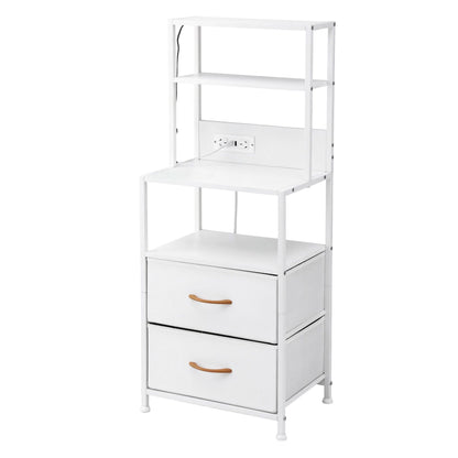 Artiss Bedside Table Tall Nightstand with Charging Station Drawers LED White-Furniture > Bedroom > Bedside Tables-PEROZ Accessories