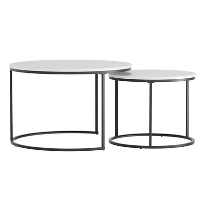 Artiss Nesting Coffee Table Set of 2 Marble Effect-Furniture &gt; Living Room &gt; Coffee Tables-PEROZ Accessories