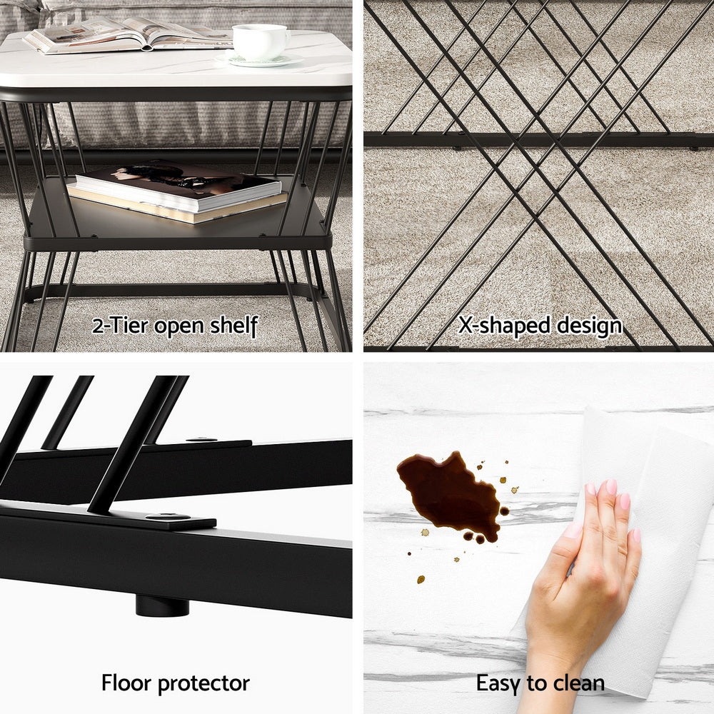 Artiss Nesting Coffee Table Set of 2 Marble Effect-Furniture &gt; Living Room &gt; Coffee Tables-PEROZ Accessories