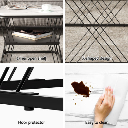 Artiss Nesting Coffee Table Set of 2 Marble Effect-Furniture &gt; Living Room &gt; Coffee Tables-PEROZ Accessories