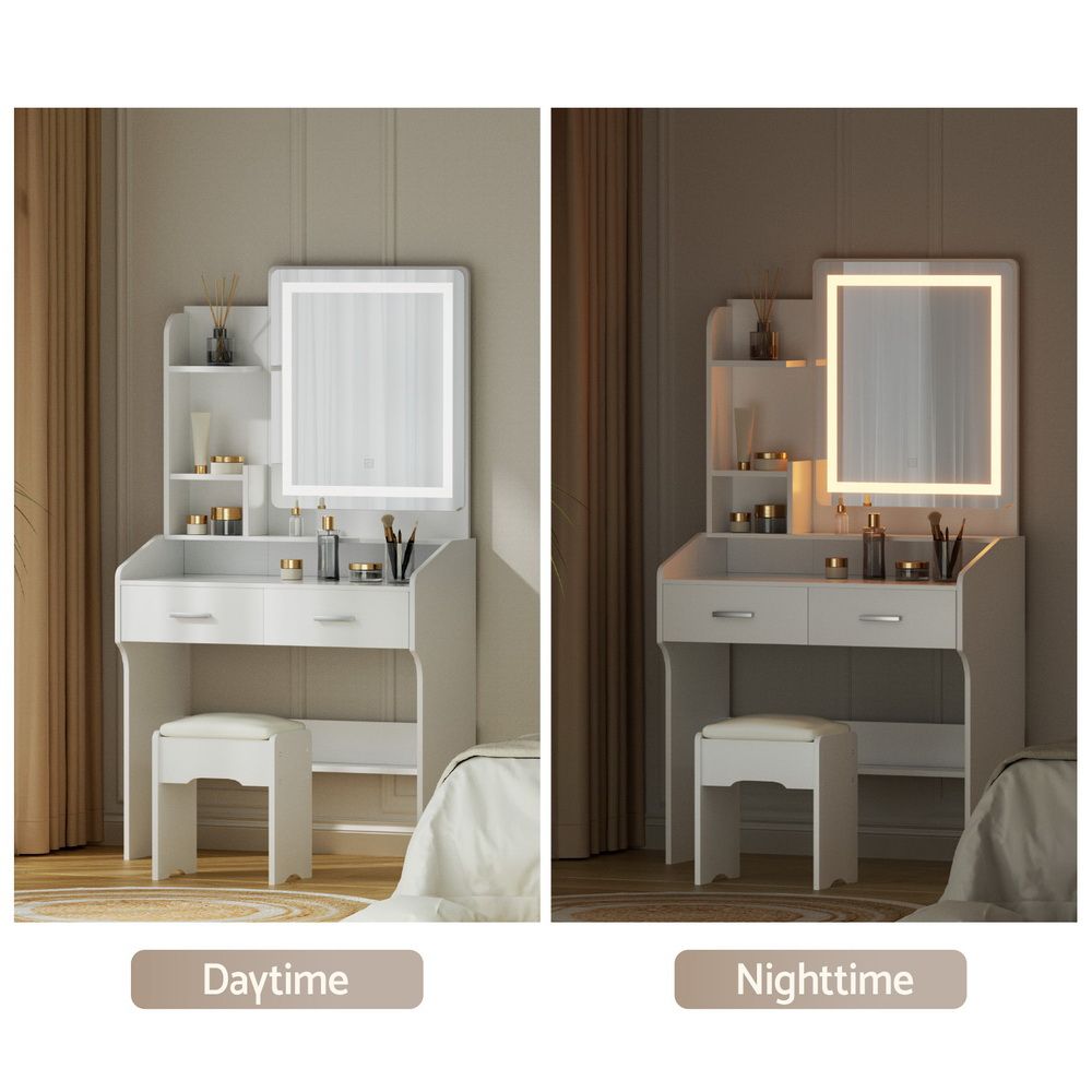 Artiss Dressing Table Set Stool Led White Doria-Furniture > Bedroom-PEROZ Accessories