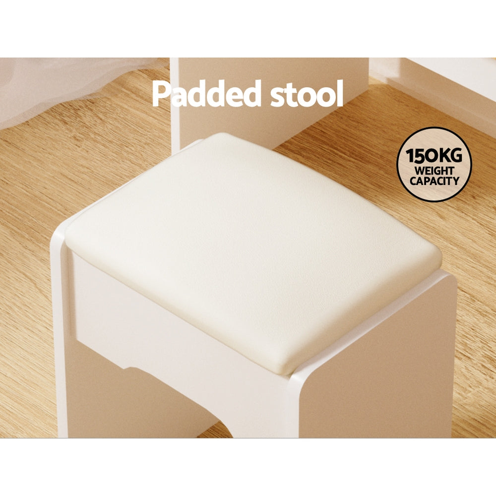 Artiss Dressing Table Set Stool Led White Doria-Furniture &gt; Bedroom-PEROZ Accessories