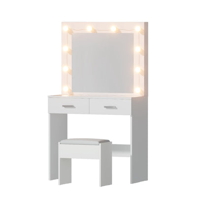 Artiss Dressing Table Vanity Desk Set Stool 10 Led Bulbs White-Furniture &gt; Bedroom &gt; Dressing Vanity &amp; Dressing Tables-PEROZ Accessories
