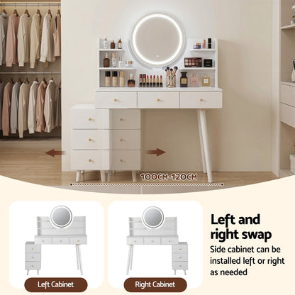 Artiss Dressing Table Vanity Desk LED Charging Station White-Furniture > Bedroom > Dressing Vanity &amp; Dressing Tables-PEROZ Accessories
