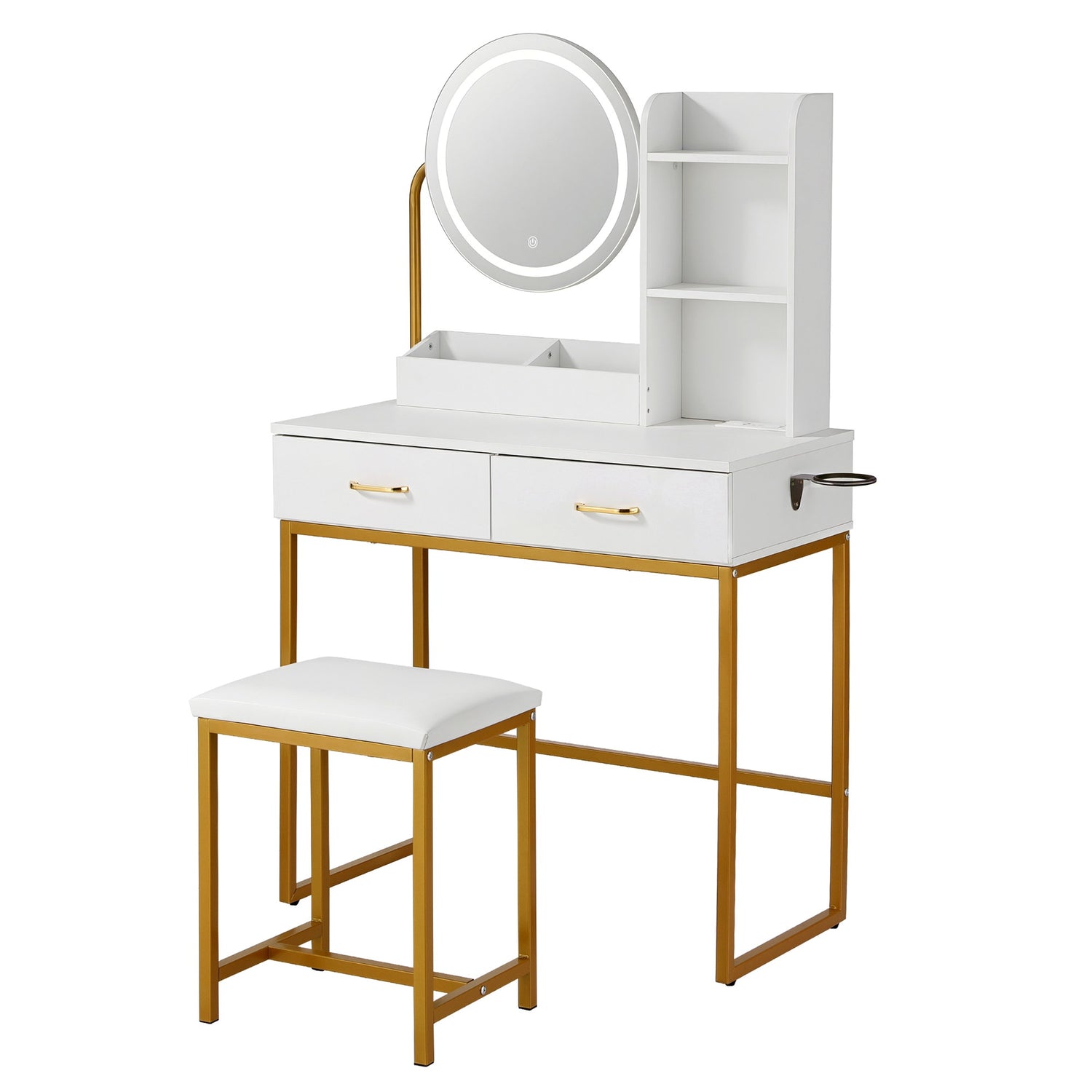 Artiss Dressing Table Vanity Desk Set Stool LED Charging Station White-Furniture > Bedroom > Dressing Vanity &amp; Dressing Tables-PEROZ Accessories