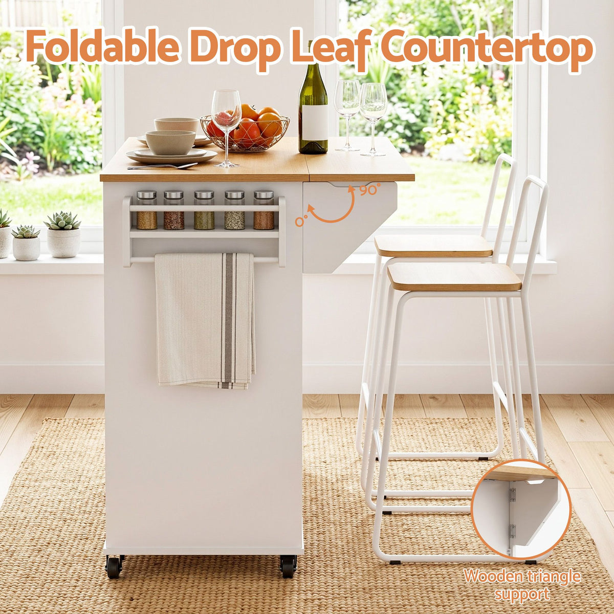 Artiss Kitchen Island Trolley Rolling Serving Cart Storage Drawer Cabinet 100cm-Furniture > Dining > Kitchen &amp; Dining Trolleys-PEROZ Accessories