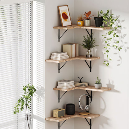 Artiss Floating Wall Shelf Corner Shelves Set of 4 Wood-Home &amp; Garden > DIY > Kitchen &amp; Bathroom DIY-PEROZ Accessories