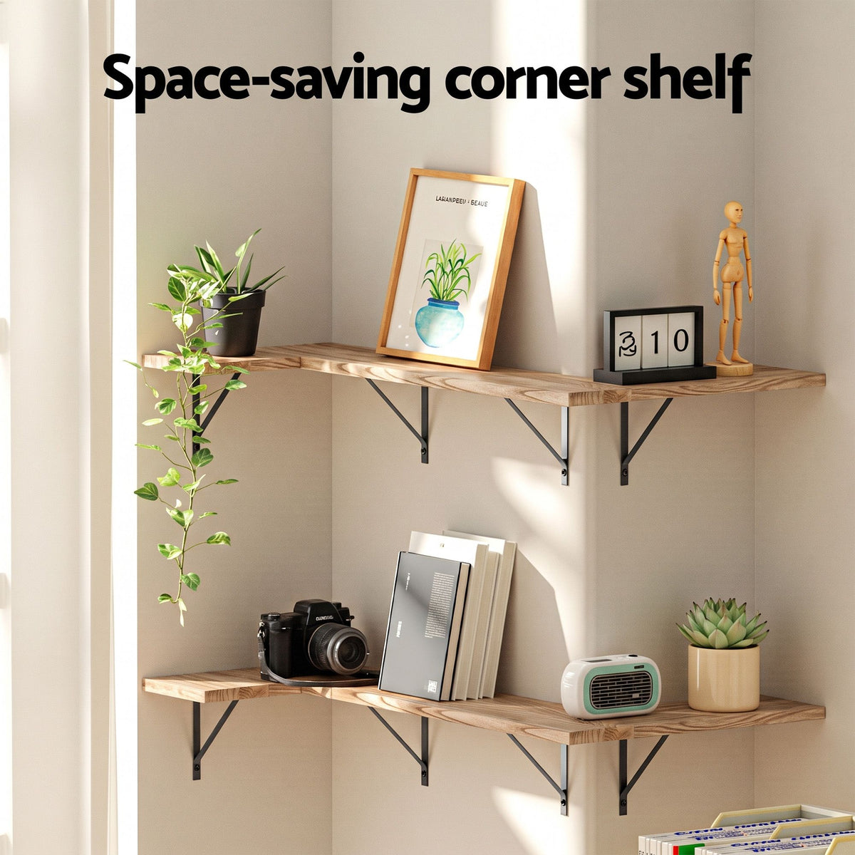 Artiss Floating Wall Shelf Corner Shelves Set of 4 Wood-Home &amp; Garden > DIY > Kitchen &amp; Bathroom DIY-PEROZ Accessories