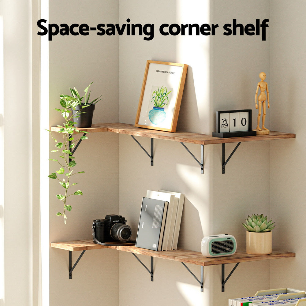 Artiss Floating Wall Shelf Corner Shelves Set of 4 Wood-Home &amp; Garden &gt; DIY &gt; Kitchen &amp; Bathroom DIY-PEROZ Accessories