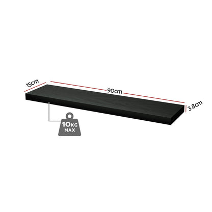 Artiss Floating Wall Shelf Set of 2 Black 90CM-Home &amp; Garden &gt; DIY &gt; Kitchen &amp; Bathroom DIY-PEROZ Accessories