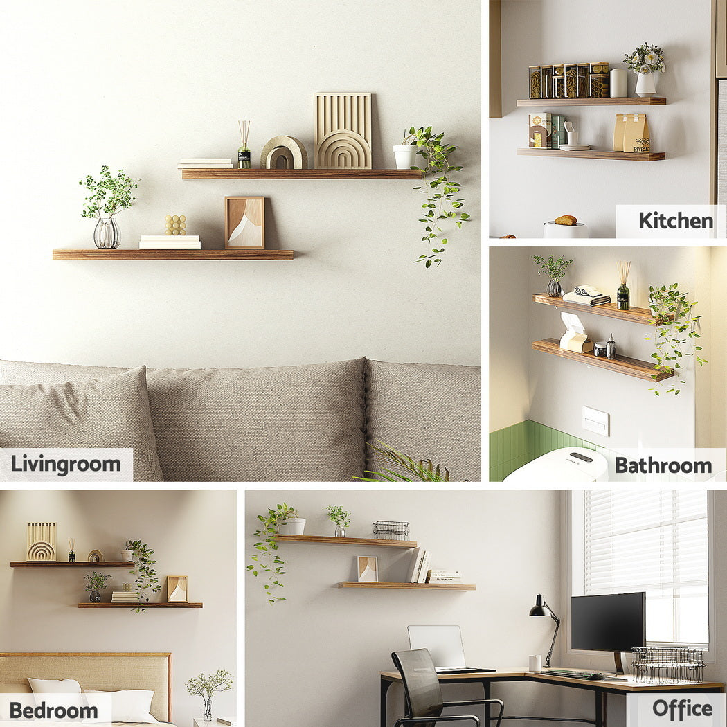 Artiss Floating Wall Shelf Set of 2 Wood 90CM-Home &amp; Garden &gt; DIY &gt; Kitchen &amp; Bathroom DIY-PEROZ Accessories
