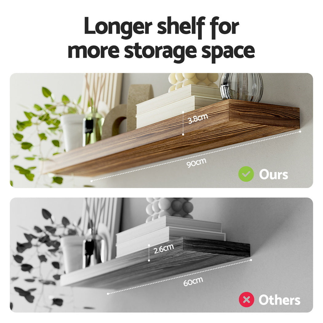 Artiss Floating Wall Shelf Set of 2 Wood 90CM-Home &amp; Garden &gt; DIY &gt; Kitchen &amp; Bathroom DIY-PEROZ Accessories