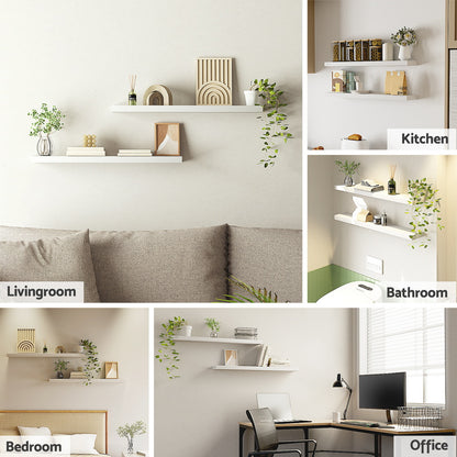 Artiss Floating Wall Shelf Set of 2 White 90CM-Home &amp; Garden &gt; DIY &gt; Kitchen &amp; Bathroom DIY-PEROZ Accessories