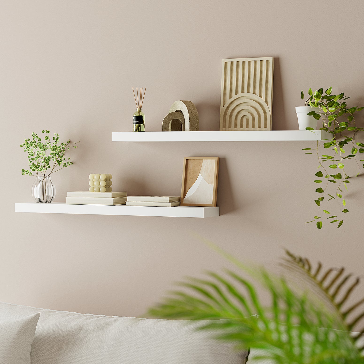 Artiss Floating Wall Shelf Set of 2 White 90CM-Home &amp; Garden &gt; DIY &gt; Kitchen &amp; Bathroom DIY-PEROZ Accessories