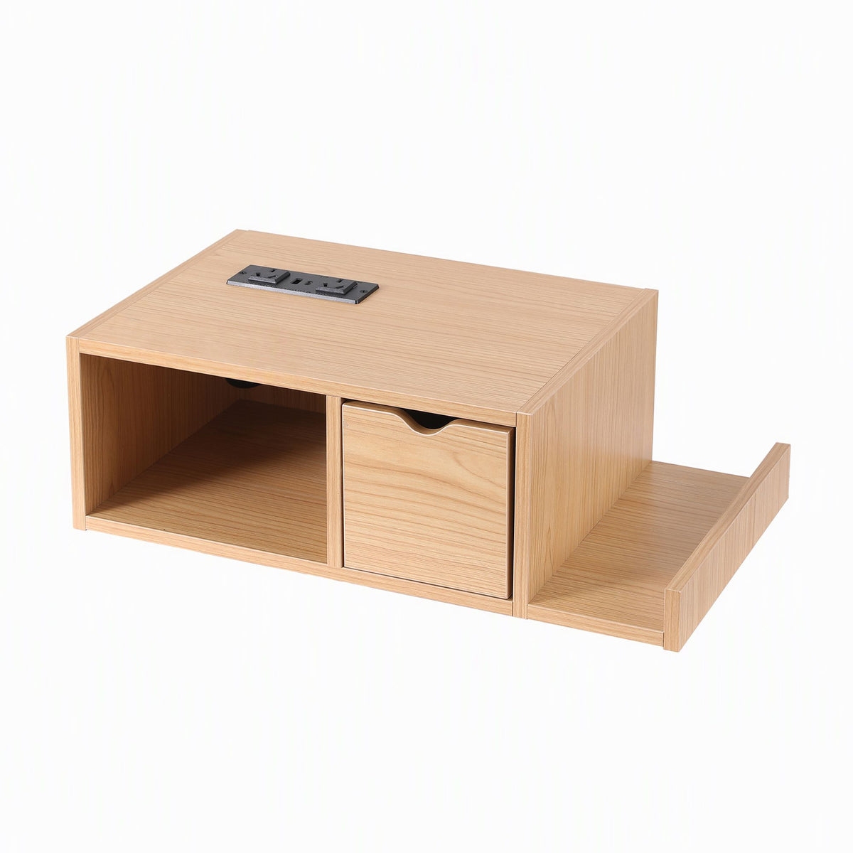 Artiss Floating Bedside Table with Charging Station Drawer Wall Mounted Oak