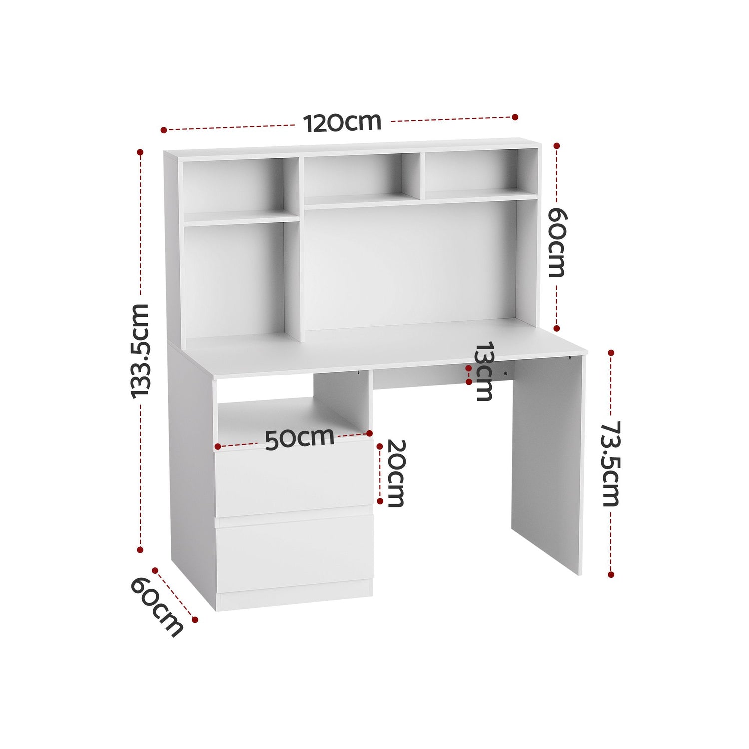 Artiss Computer Desk Office Study Desks Table Bookshelf Drawer White 120cm