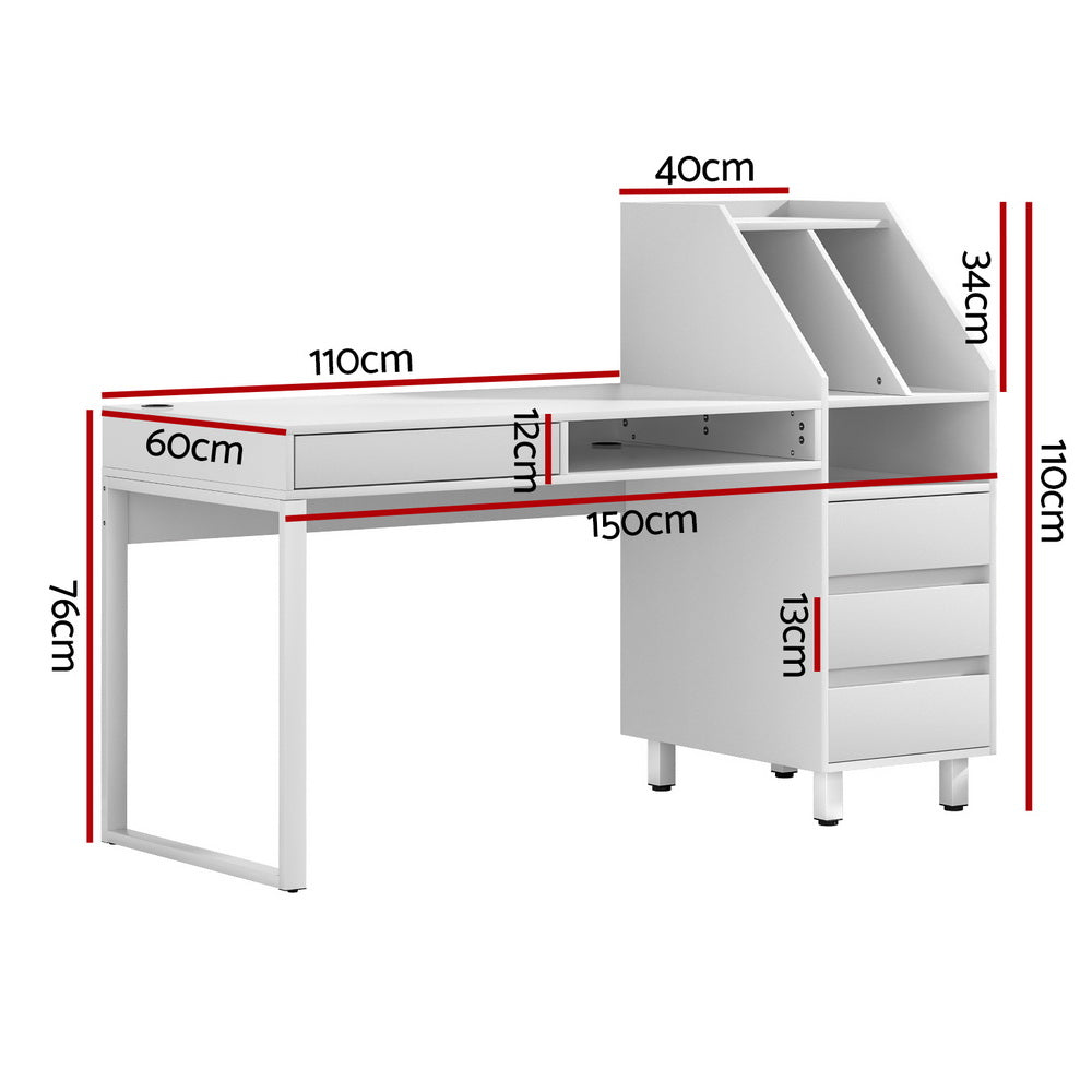 Artiss Computer Desk Office Study Desks Table Drawer Bookshelf-Furniture &gt; Office-PEROZ Accessories