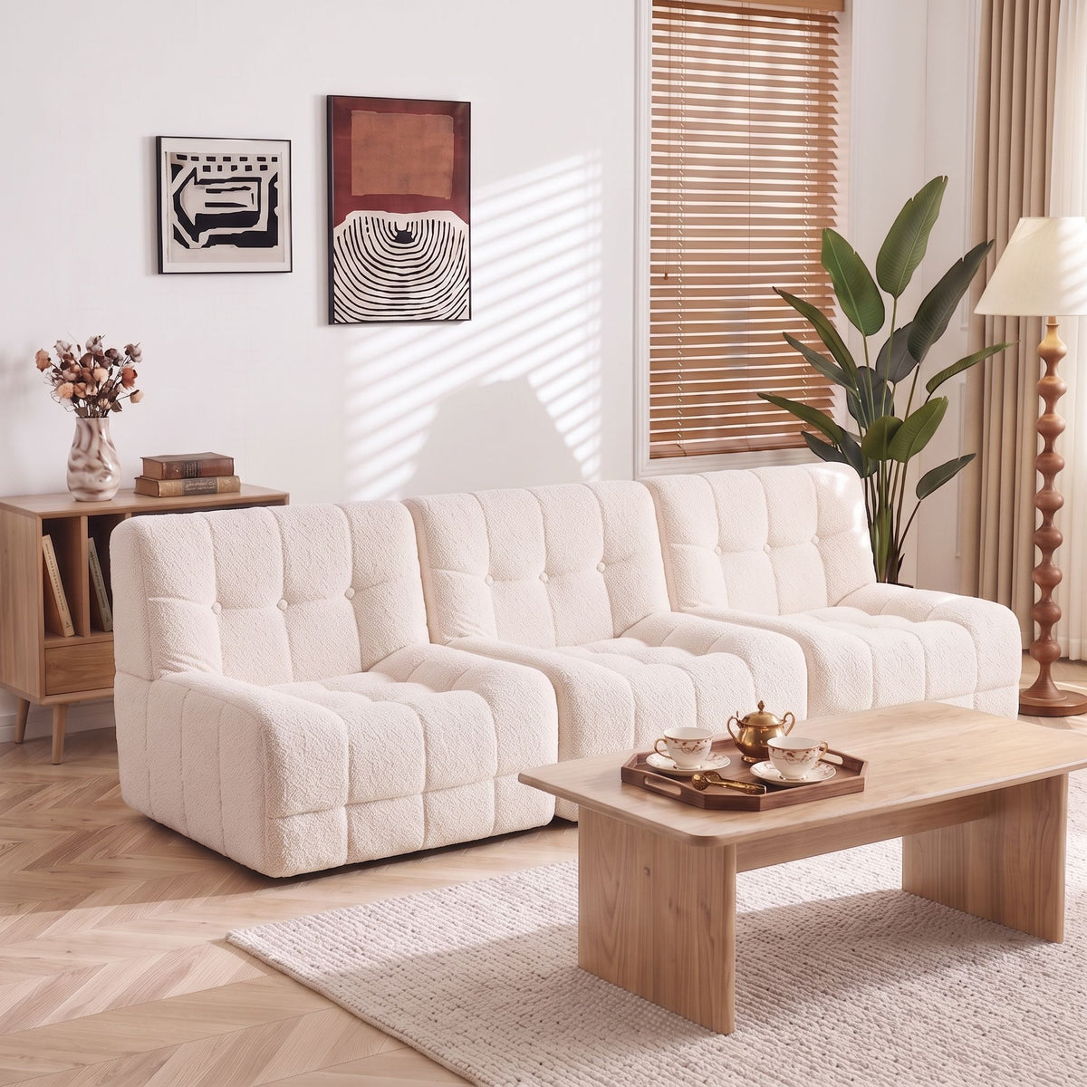 Artiss Set of 3 Sofa Modular Boneless Couches No Assembly White-Furniture > Bedroom-PEROZ Accessories