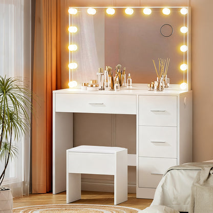 Artiss Dressing Table Set Stool 15 Led Bulbs White Darcy-Furniture > Bedroom-PEROZ Accessories