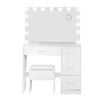 Artiss Dressing Table Set Stool 15 Led Bulbs White Darcy-Furniture > Bedroom-PEROZ Accessories
