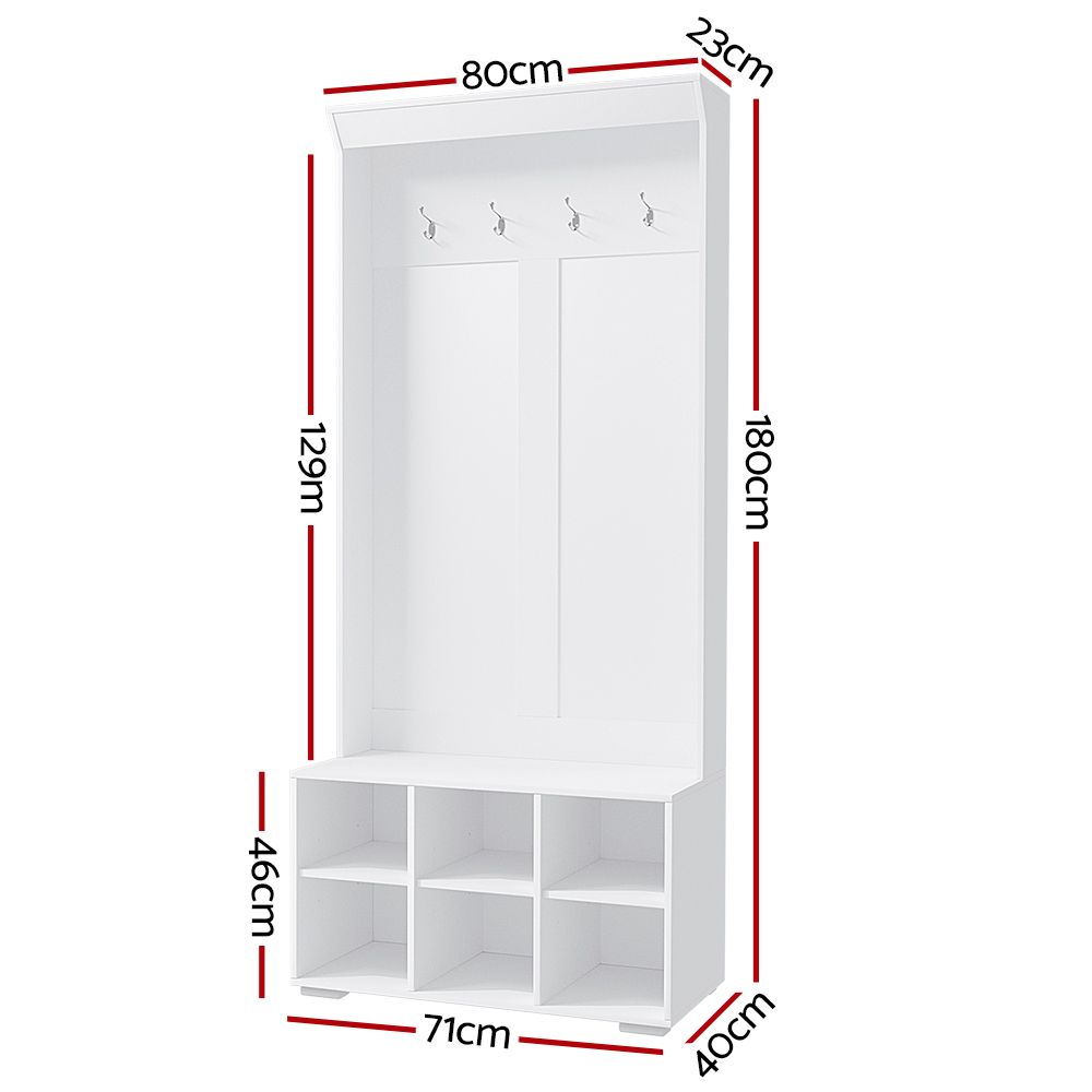 Artiss Shoe Rack Cabinet Hall Tree Coat Rack 180CM White-Coat Racks-PEROZ Accessories