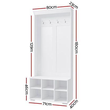 Artiss Shoe Rack Cabinet Hall Tree Coat Rack 180CM White-Coat Racks-PEROZ Accessories