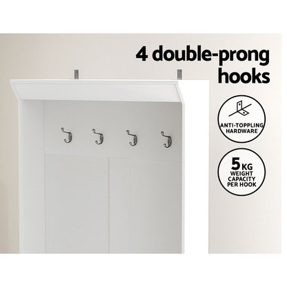 Artiss Shoe Rack Cabinet Hall Tree Coat Rack 180CM White-Coat Racks-PEROZ Accessories