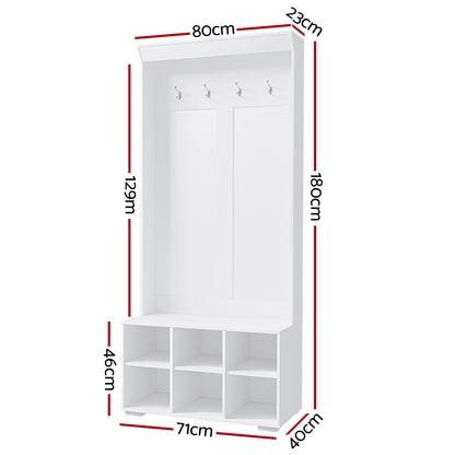 Artiss Shoe Rack Cabinet Hall Tree Coat Rack 180CM White-Coat Racks-PEROZ Accessories