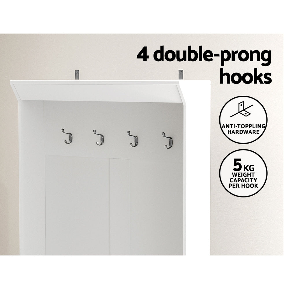 Artiss Shoe Rack Cabinet Hall Tree Coat Rack 180CM White-Coat Racks-PEROZ Accessories