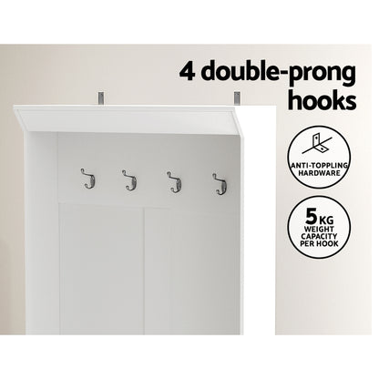 Artiss Shoe Rack Cabinet Hall Tree Coat Rack 180CM White-Coat Racks-PEROZ Accessories