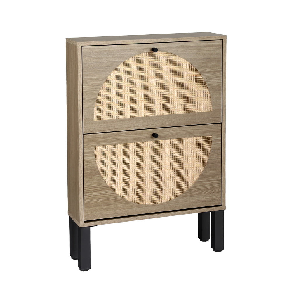 Artiss Shoe Rack Cabinet 2 Drawers Rattan 6 Pairs-Home &amp; Garden &gt; Storage-PEROZ Accessories