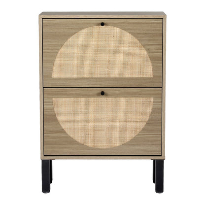 Artiss Shoe Rack Cabinet 2 Drawers Rattan 6 Pairs-Home &amp; Garden &gt; Storage-PEROZ Accessories