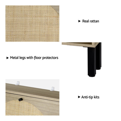 Artiss Shoe Rack Cabinet 2 Drawers Rattan 6 Pairs-Home &amp; Garden &gt; Storage-PEROZ Accessories